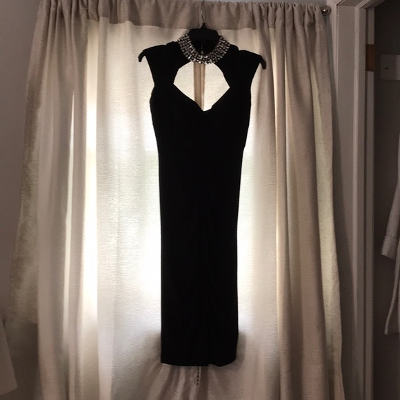 MARINA Dresses & Skirts - Black cocktail dress with jeweled neck